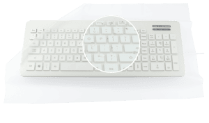 This sterilisable drape fits on any keyboard and prevents dust and liquids to enter between the keys