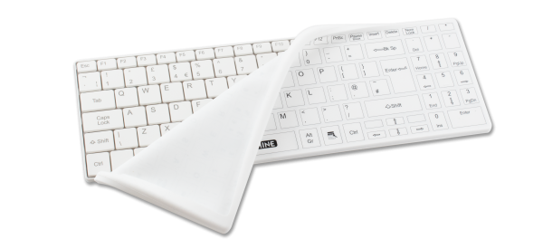 For extra germ protection add a fitted drape with key print to your keyboard with printed keys