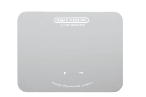 Grey Man & Machine mousepad with a winking smiley reading: "Only your smile should be contagious"