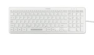 Transparent silicone drape with key profile for the US Y Cool keyboard, protected against dirt and microbes, preserving tactile feel, autoclavable and UV disinfectable